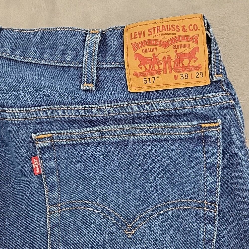Levis 517 Mens Jeans Measures Size 36x27 Boot Cut Probably Hemmed Nice - Picture 5 of 14